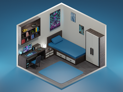 3D Design Bedroom 3d 3d art 3d designer 3d modeling blender design isometric isometric design