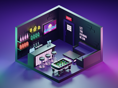 Mini Bar 3d art 3d modeling blender blender 3d isometric isometric art isometric design isometric illustration lowpoly lowpoly art