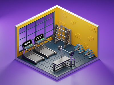 low poly gym building