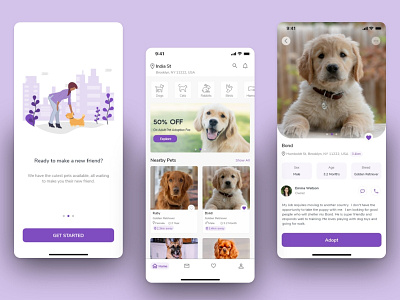 Pet Adoption App UI adobe xd mobile mobile app pet adoption ui ui