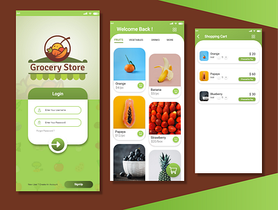 Online Grocery Store App Design app design grocery app grocery online grocery store illustration illustrator logo ui ux web website