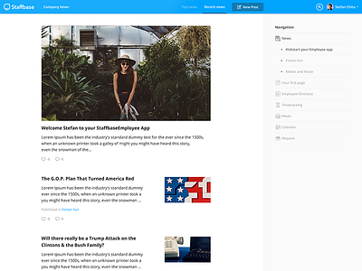 Newsfeed for web platform