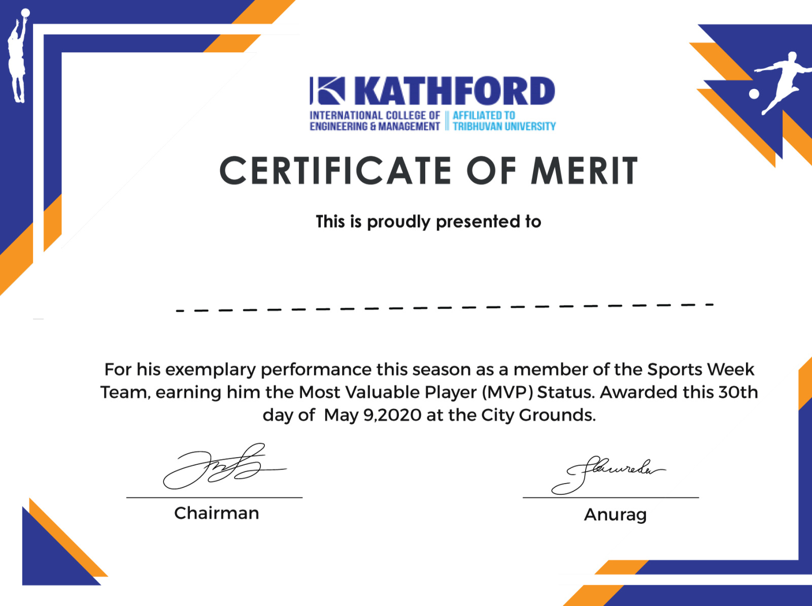 A simple Sports Certificate Design by Anurag Dhungana on Dribbble