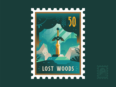 Lost Woods adventure badge explore hyrule illustration outdoors postage stamps sword woods worlds zelda