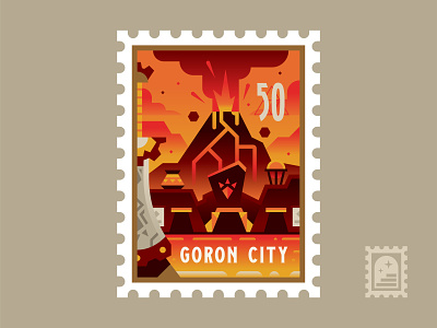 Goron City adventure botw gaming goron illustration outdoors quest stamp sword volcano zelda