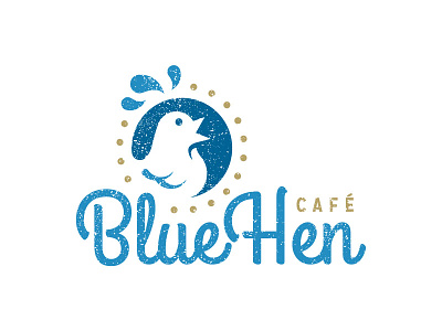 Blue Hen Cafe cafe chicken diner food gestalt hen illustration logo restaurant sun typography