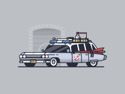 Ghostbusters Car car ghostbusters ghosts illustration lights sirens vehicle wagon wheels