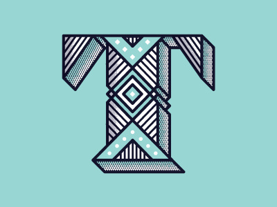 -- T -- halftone illustration letter lettering pattern triangles type typography
