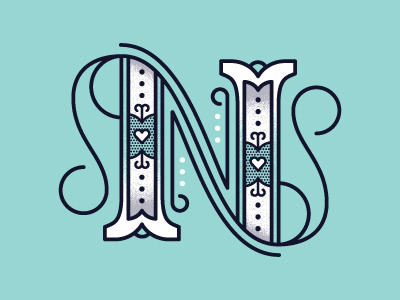 -- N -- halftone illustration initials lettering n pattern texture type typography