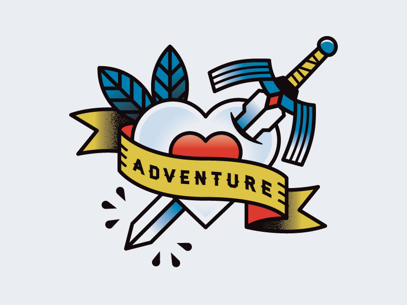 Love the Adventure adventure banner heart illustration link quest sword tattoo traditional zelda