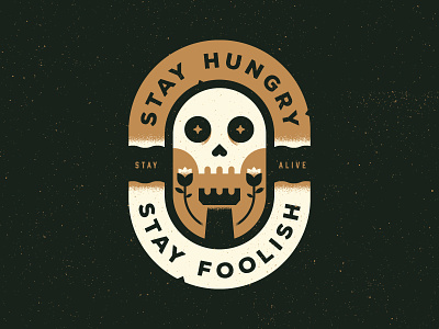 Stay Hungry badge death flower hungry logo patch rook rose skull vintage