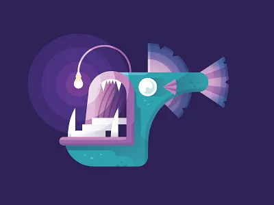 Angler Fish angler deep fish gillustrations light lurker ocean underwater