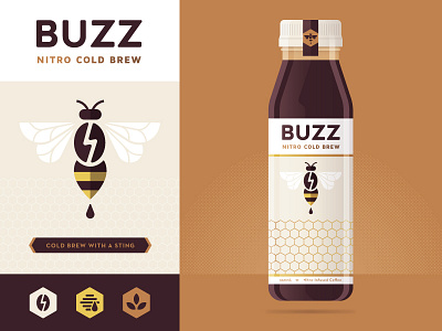 Buzz bee brew coffee cold drink illustration nitro packaging