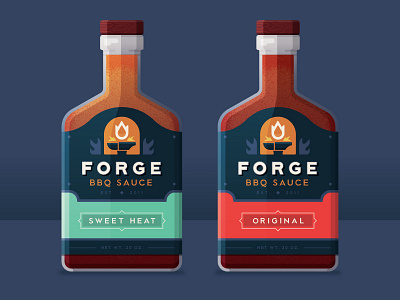 Forge BBQ anvil bbq bottle forge illustration mockup packaging sauce spicy