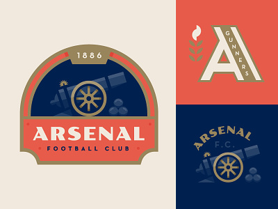 Gunners💥 arsenal cannon crest england football illustration logo patch soccer sports