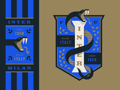 Inter Milan badge crest illustration inter italy logo milan shield snake soccer sports