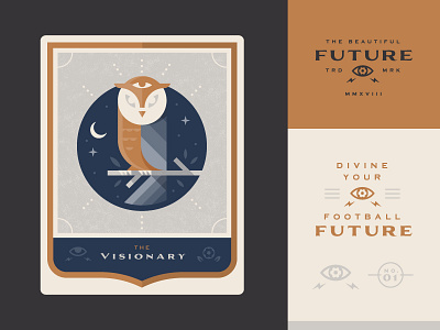 Visionary cards future icon illustration logo owl psychic soccer tarot vision