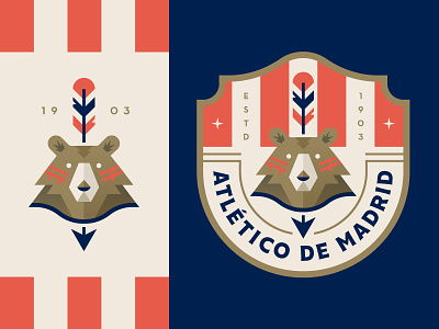 Atletico Madrid arrow badge bear crest feather illustration indian logo madrid shield soccer spain