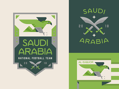 Saudi Arabia arabia badge crest cup falcon football illustration logo saudi soccer swords world