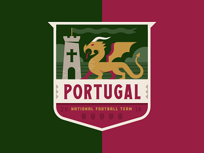 Portugal badge castle crest cup dragon football illustration logo portugal soccer world