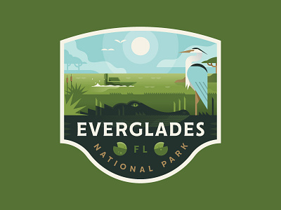 Everglades alligator badge bird everglades florida heron illustration national park swamp wildlife