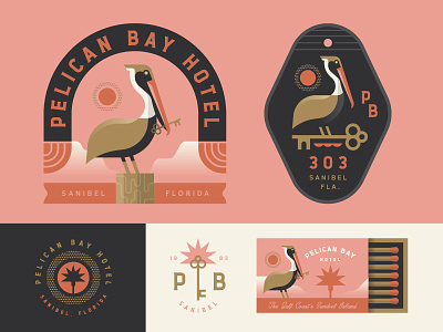 Pelican Bay badge bay branding coast florida gulf illustration island key logo ocean pelican