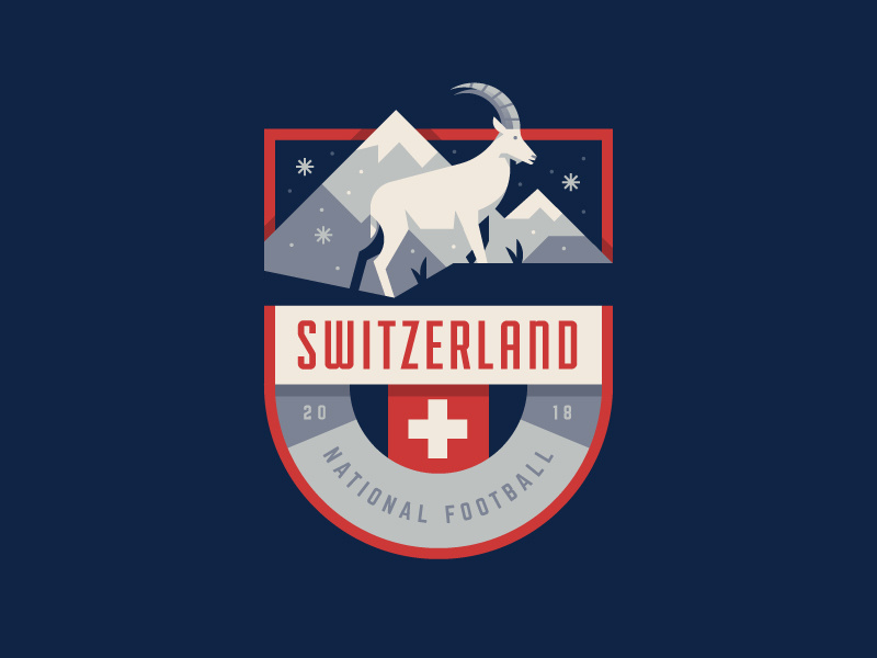 Switzerland ibex crest cup world soccer illustration logo badge switzerland swiss