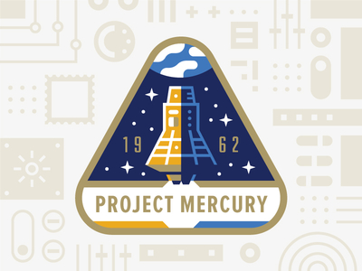 Project Mercury badge illustration mercury mission nasa patch project space stamps usps