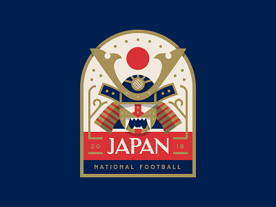 Japan badge cup football illustration japan logo samurai soccer warrior world