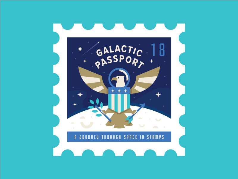 Space Eagle Stamp usa badge passport moon usps stamp eagle space