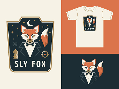 Sly Fox badge crest fox icon illustration logo marketing shield t shirt
