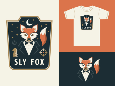 Sly Fox badge crest fox icon illustration logo marketing shield t shirt