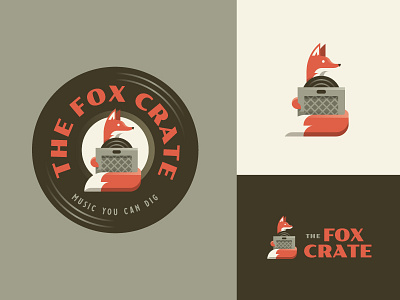The Fox Crate badge branding fox illustration logo music records vinyl