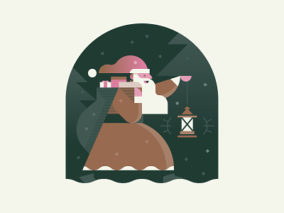 Winter Traveler beard christmas forest gifts holiday illustration santa traveler winter