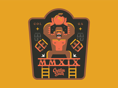 CS19 Kong arcade badge creative donkey gaming georgia illustration kong logo peach retro south