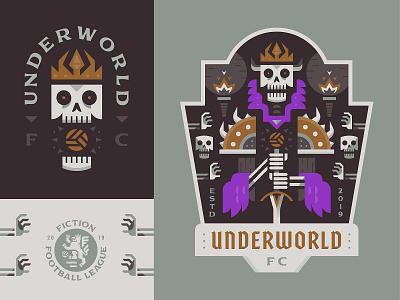 Underworld FC badge crest dead football illustration lich logo skeleton soccer sports underworld vector