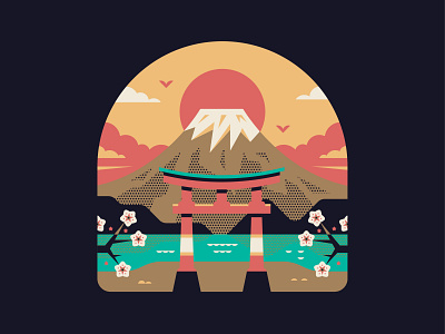 Mt Fuji badge fuji illustration japan logo mountain tokyo vector