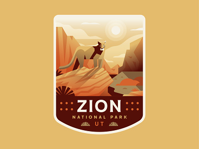 Zion badge explore illustration lion mountain nationalpark nature outdoors patch utah zion