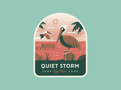 Quiet Storm Pelican badge coast explore florida illustration logo ocean patch pelican surf travel