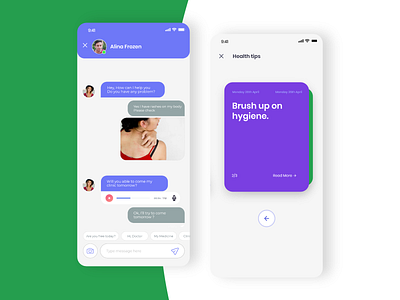 Chat & Health tips application chat chat app chat design doctor app health app mobile ui mobile ui design