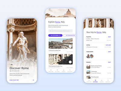 Discover Rome mobile app mobile ui design ui design