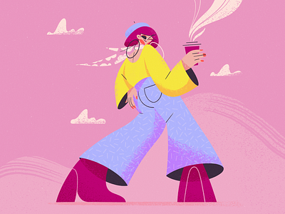 Coffee Break DTIYS challenge blog illustration brunch character character design coffee colors cute explainer fashion flat illustration girl girl character illustration procreate purple relax shapes spring texture vector
