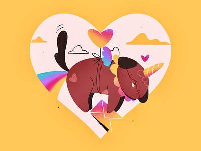 Be My Valentine 2d character art blog illustration character character design cute dog heart illustration love procreate puppy texture unicorn valentines vector yellow