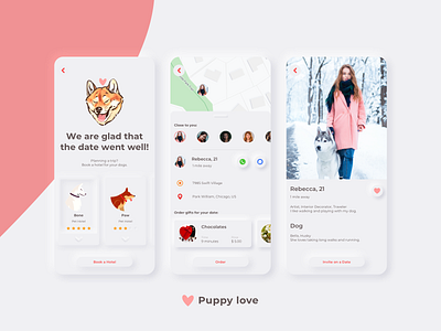 Puppy love app design icon illustration typography ux vector