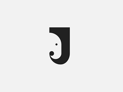 J Is For Elephant brand elephant j logo mark negative space
