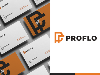 Proflo approved logo design brand branding grid identity logo mark mechanical orange pf strong symbol technical