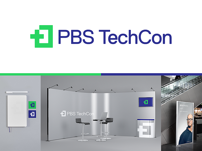 PBS TechCon Logo doors technology identity branding mark speak event conference techcon pbs logo