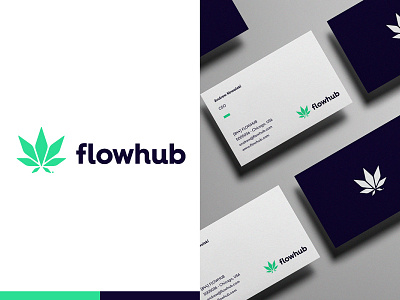 Flowhub logo brand brand agency branding corporate design graphic hire identity leaf logo marijuana mark sign studio symbol work