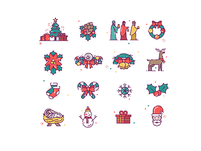 Christmas icon set art christmas christmas icons christmas tree colorful design graphic icon icons merry christmas xmas