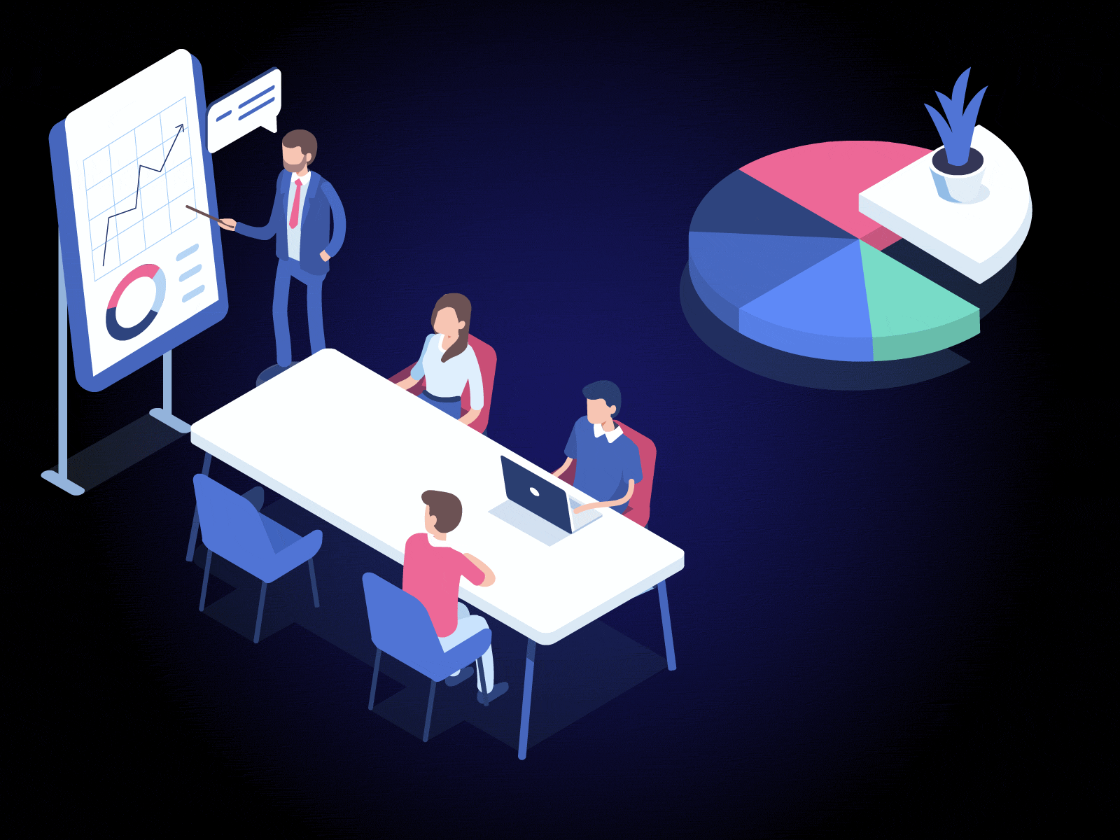 Meeting Animation adobe animate adobe illustrator animate animation chart illustraion isometric meeting vector